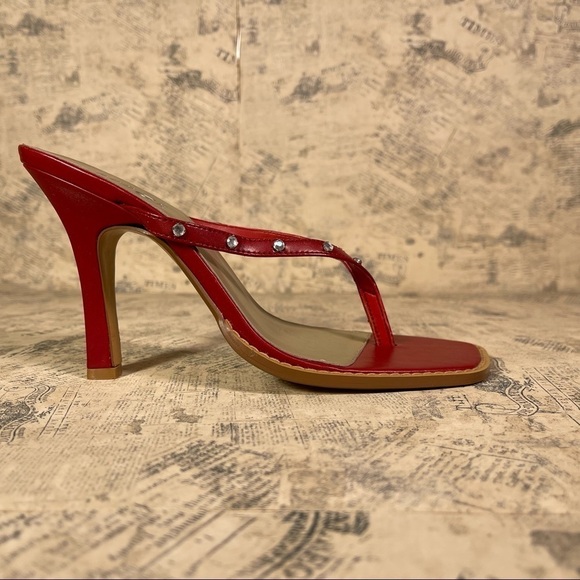 Rouge Helium Red, Rhinestone Sandals - Picture 1 of 11